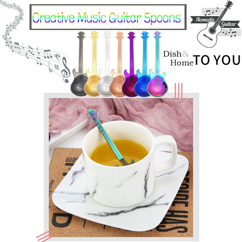 ESRISE Guitar Spoons Coffee Teaspoon, ESRISE Musical Tea Spoons Kitchen Gifts for Men, Stainless Steel Cute Teaspoon for Christmas Birthday (Multicolor) - Image 5